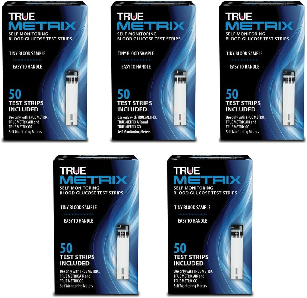 TRUE METRIX Self Monitoring Blood Glucose Test Strips, 250 Count (5 x 50) | Blood Glucose Test Strips Compatible with TRUE METRIX Self Monitoring Blood Glucose Meters, Value Pack (5, 50-Count Boxes)