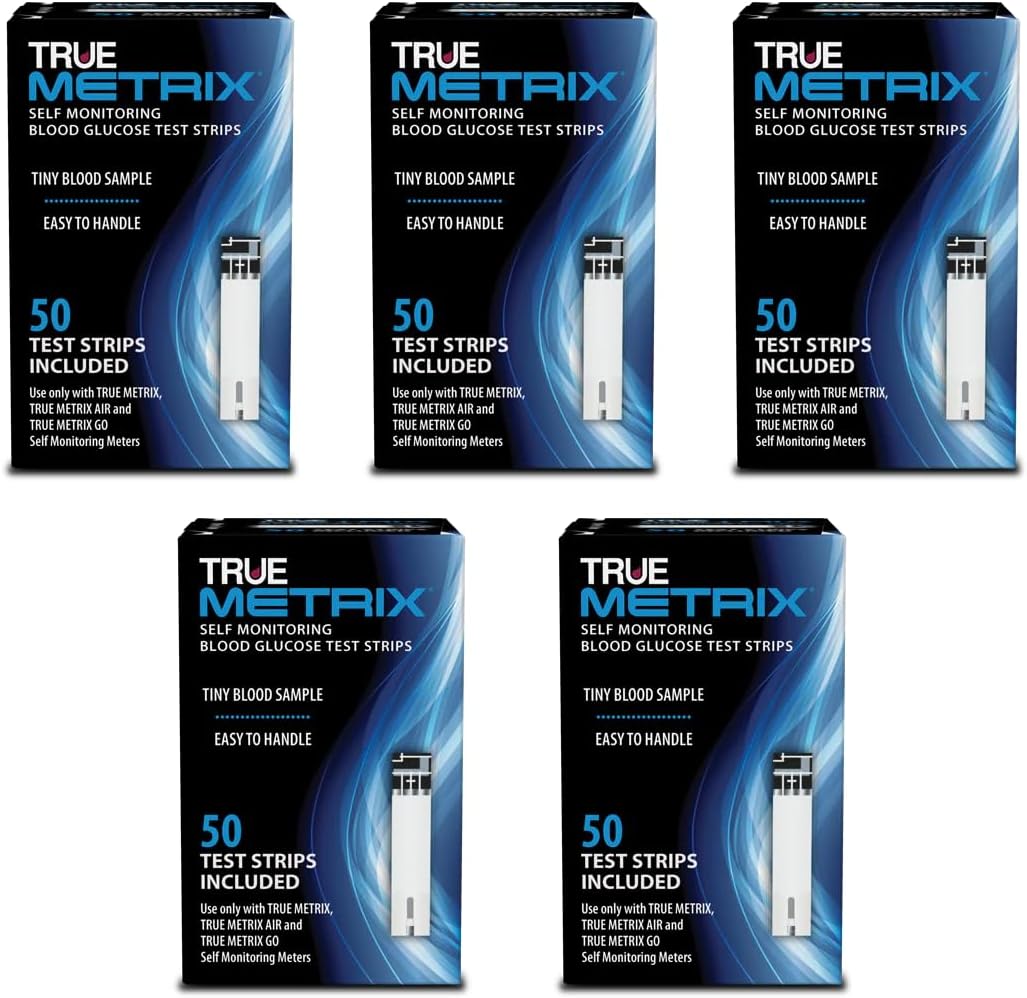 TRUE METRIX Self Monitoring Blood Glucose Test Strips, 250 Count (5 x 50) | Blood Glucose Test Strips Compatible with TRUE METRIX Self Monitoring Blood Glucose Meters, Value Pack (5, 50-Count Boxes)
