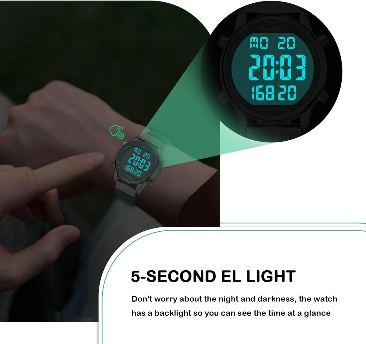 Hearkent Pedometer Watch,Step,Mileage&Calorie Tracker,Large Numbers | Waterproof Fitness Watches Backlight/Countdown/Stopwatch,No Bluetooth,app,or Charging,Step Counter for Walking,Running