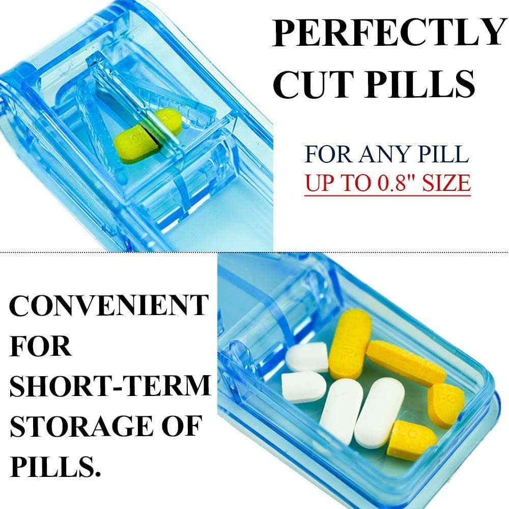 JohnBee Pill Cutter for Small or Large Pills, Cuts Vitamins (Blue)