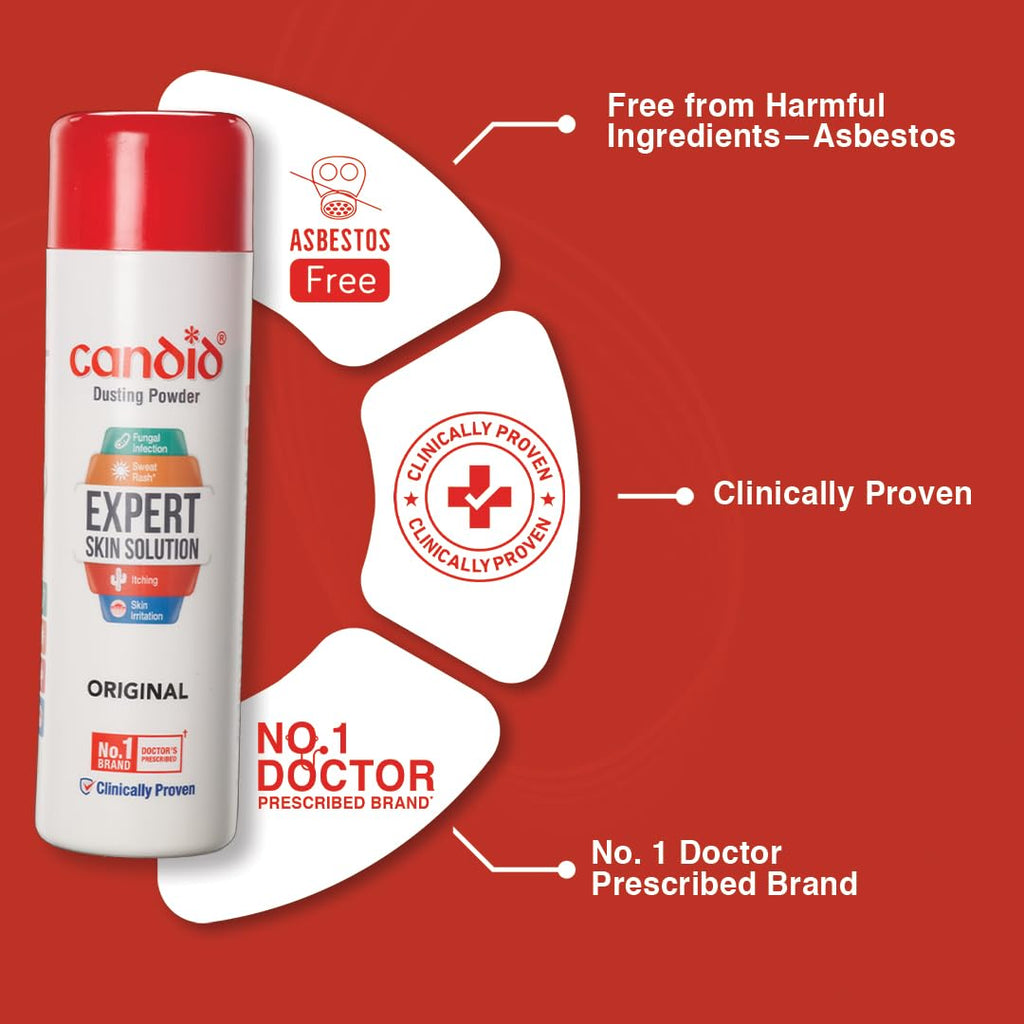 Candid Dusting Powder | Doctor's Prescribed No.1 Brand | Prevents & Treats Fungal Infection, Sweat Rash, Itching, Redness & Skin Irritation | Clinically Proven | 250g