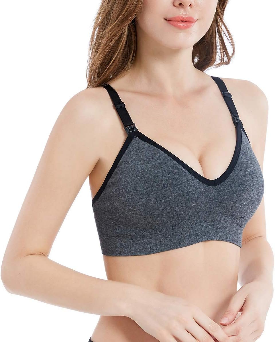 Suekaphin Nursing Bra 5pack Wireless V Neck Maternity Nursing Bra Bralette Low Cut Sleeping Breastfeeding with Extenders