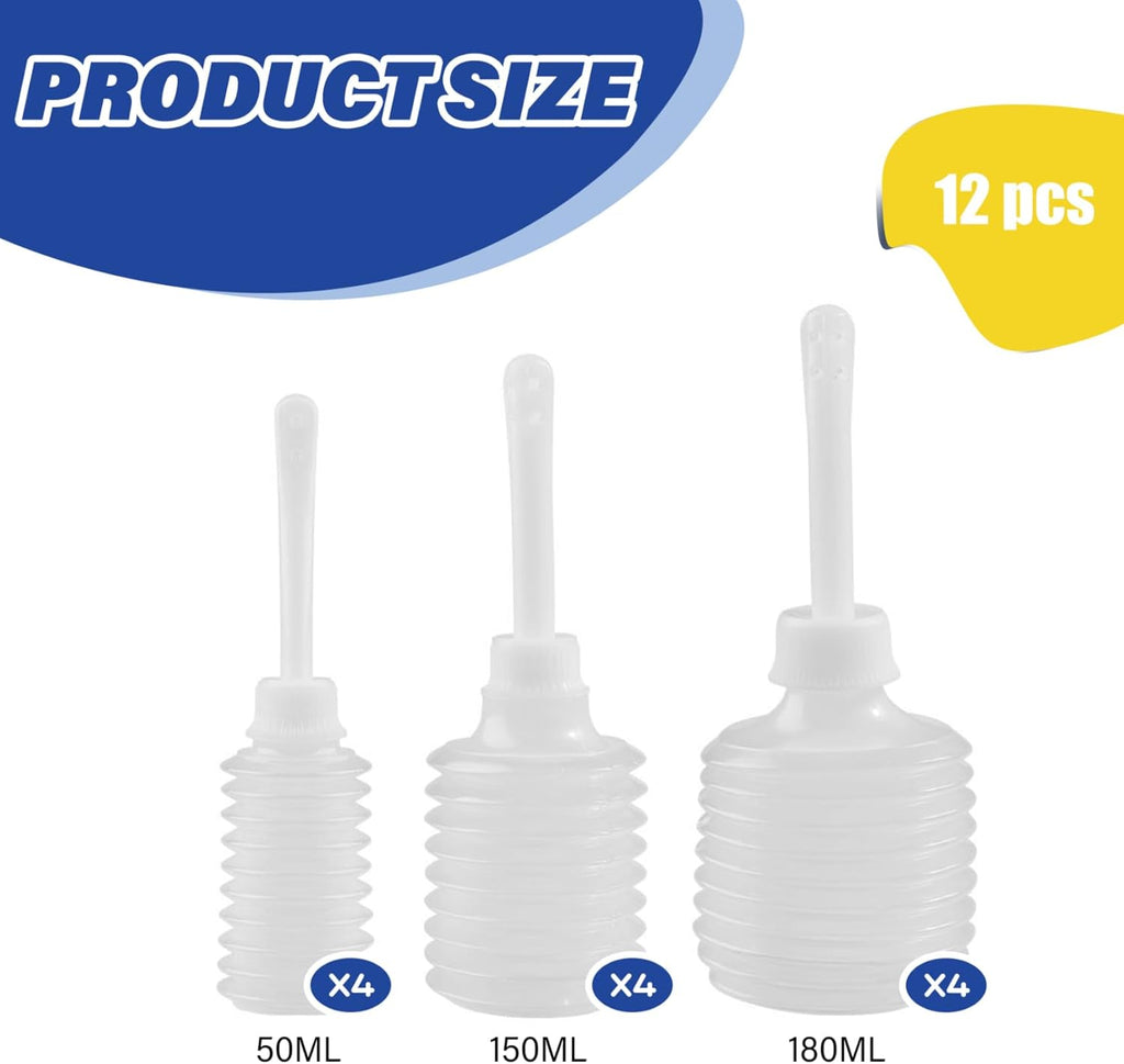 12 Pcs Vaginal Shower Bottles for Women 50/150/180ml Disposable Applicator with 8 Holes Flexible and Eco-Friendly Butt Cleaner for Men Women