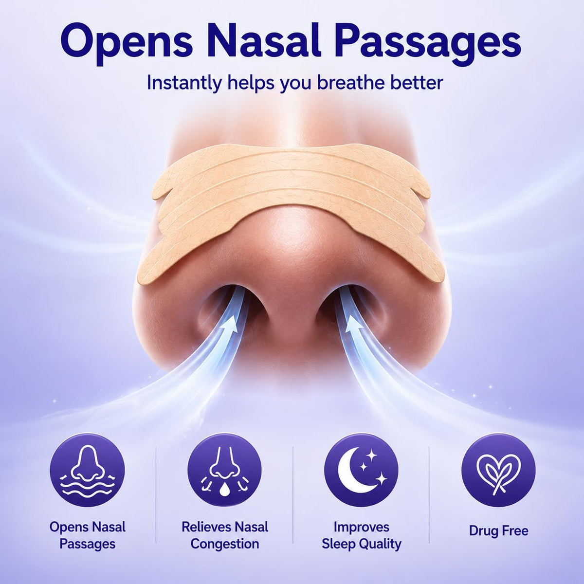 60PCS Extra Strength Nasal Strips for Snoring and Nasal Congestion Relief