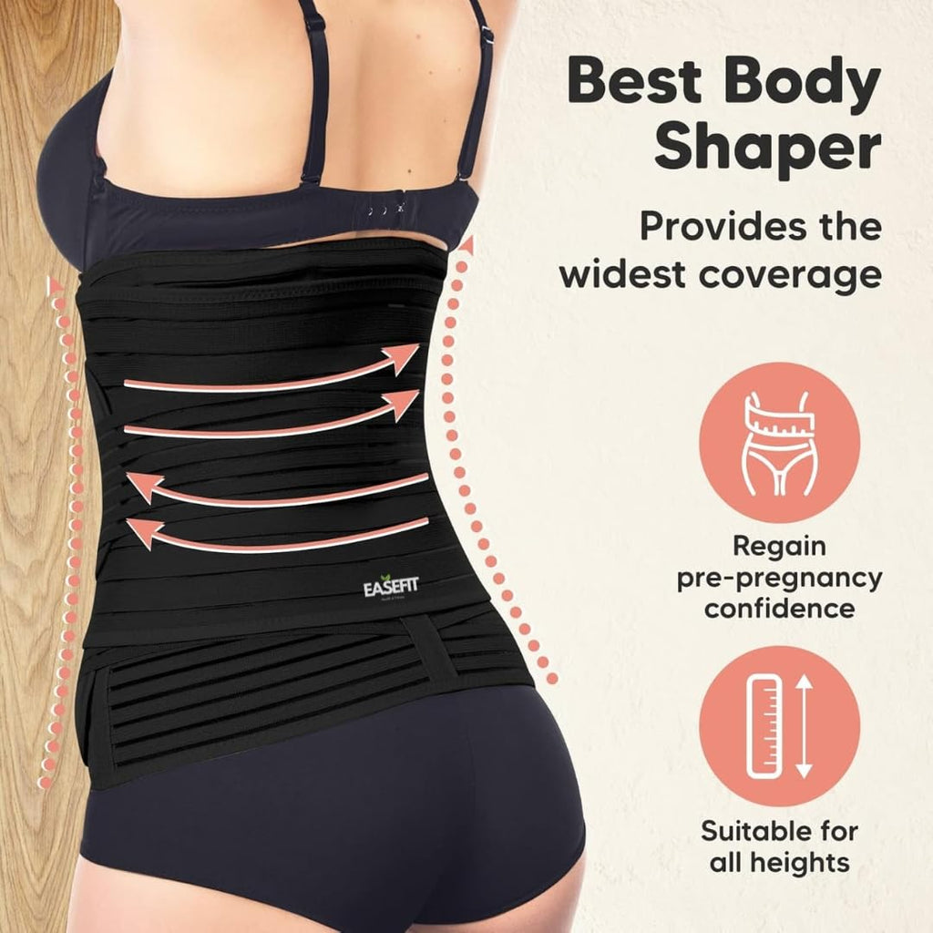 Postpartum Belly Belt for Women - 3 in 1 Tummy Tucker | Waist, Pelvis & Back Support | Fat Slimming Shapewear After Delivery & C-Section | Adjustable Fit 30-46” (Made in India)