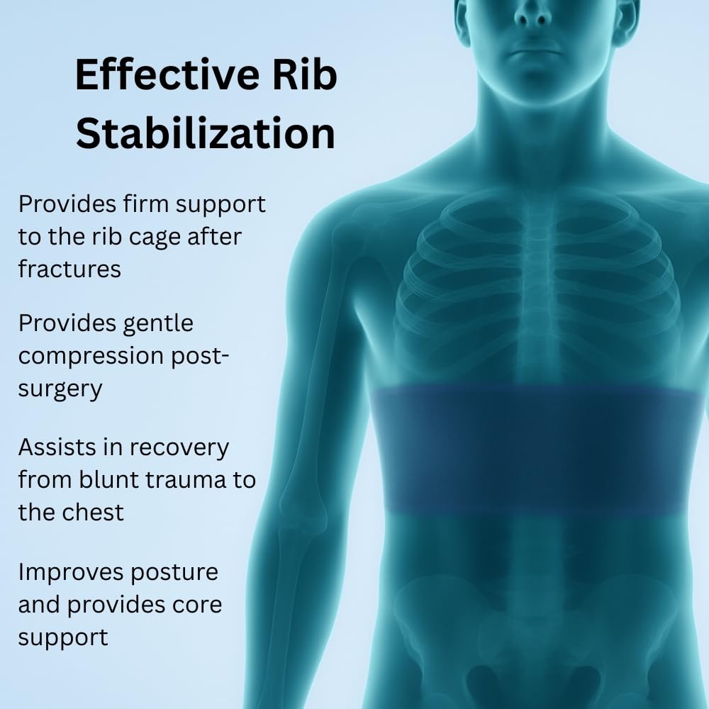 Rib Belt Chest Support for Men & Women, Adjustable Elastic Rib Brace for Fracture, Injury & Post-Surgery Recovery (32)