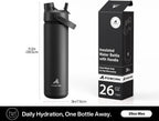 POWCAN 26 oz Insulated Water Bottle with 2-in-1 Straw and Spout Lid, Keep Cold 24H, Leak-Proof, Fits in Car Cup Holder, Stainless Steel Water Bottle for Sports, Travel, and School (Dark Knight)
