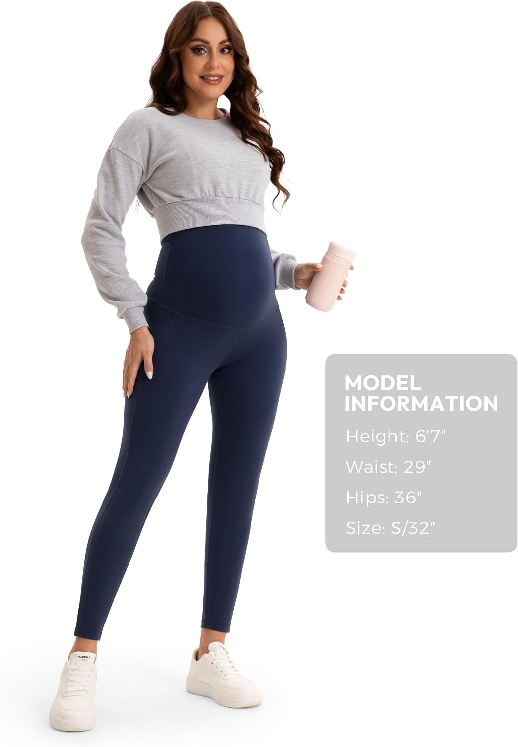 SEVEGO Tall Women's 32/34/36 Inseam Maternity Leggings Over The Belly Pregnancy Yoga Pants Workout Active Wear