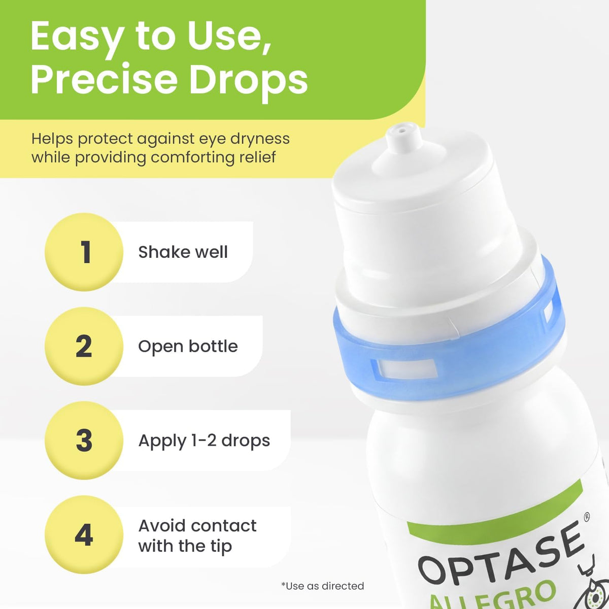 Optase® Allegro Lubricant Eye Drops, 0.33 fl oz | Preservative Free Lubricant Eye Drops - Artificial Tears for Environmental Irritants - Contact Lens Compatible - 300 Doses