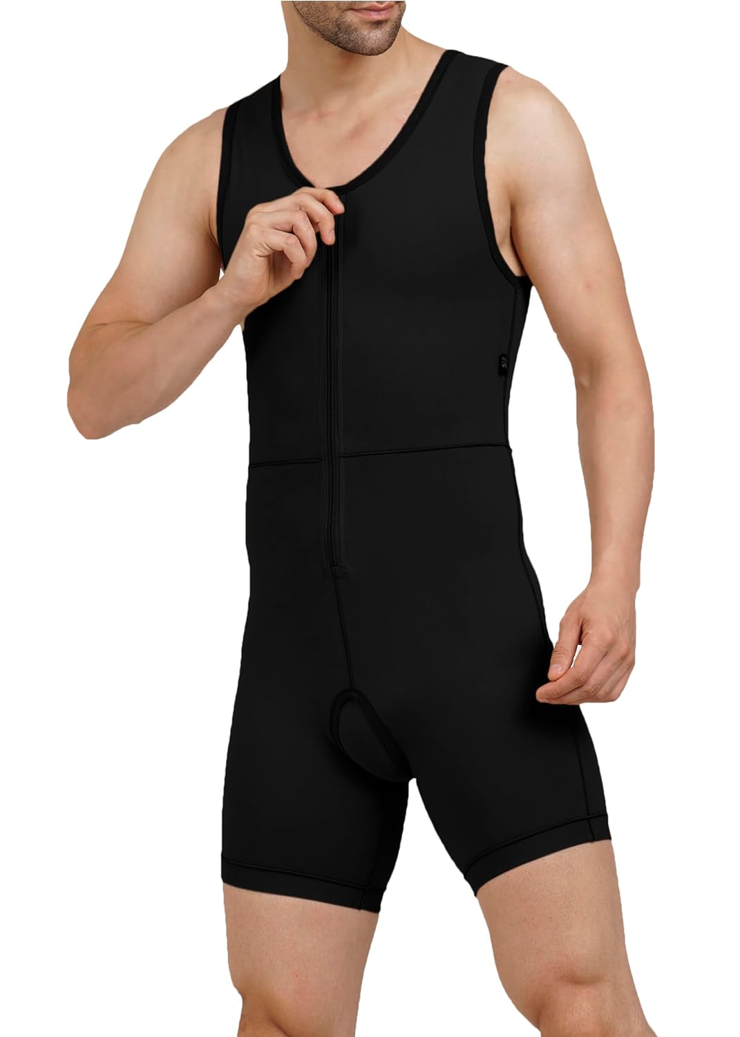 Post-Liposuction Bodysuit for Men up to Mid-Thigh | Sleeveless | | Cotton | Moderate Compression | Medical-Grade Shapewear for Body Contouring, Swelling Control & Post-Surgical Support ||