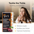 P.R.I Manuka Honey Lozenges with Propolis, Cherry Cough Drops | Natural Throat Drops, MGO 300+ Certified (16 Count, 2 Pack)
