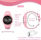 Kids Led Digital Pedometer Watch, Steps Counter, Waterproof Wristwatch, Vibrating Alarm Clock, Stopwatch, Great Gift for Kids Children Teens Girls Boys (Pink)