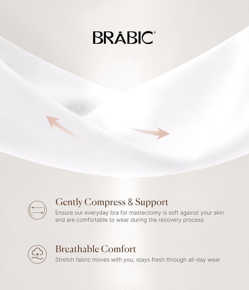 BRABIC Zip Front Closure Everyday Bra for Women Post Surgery Compression Support with Adjustable Straps Wirefree