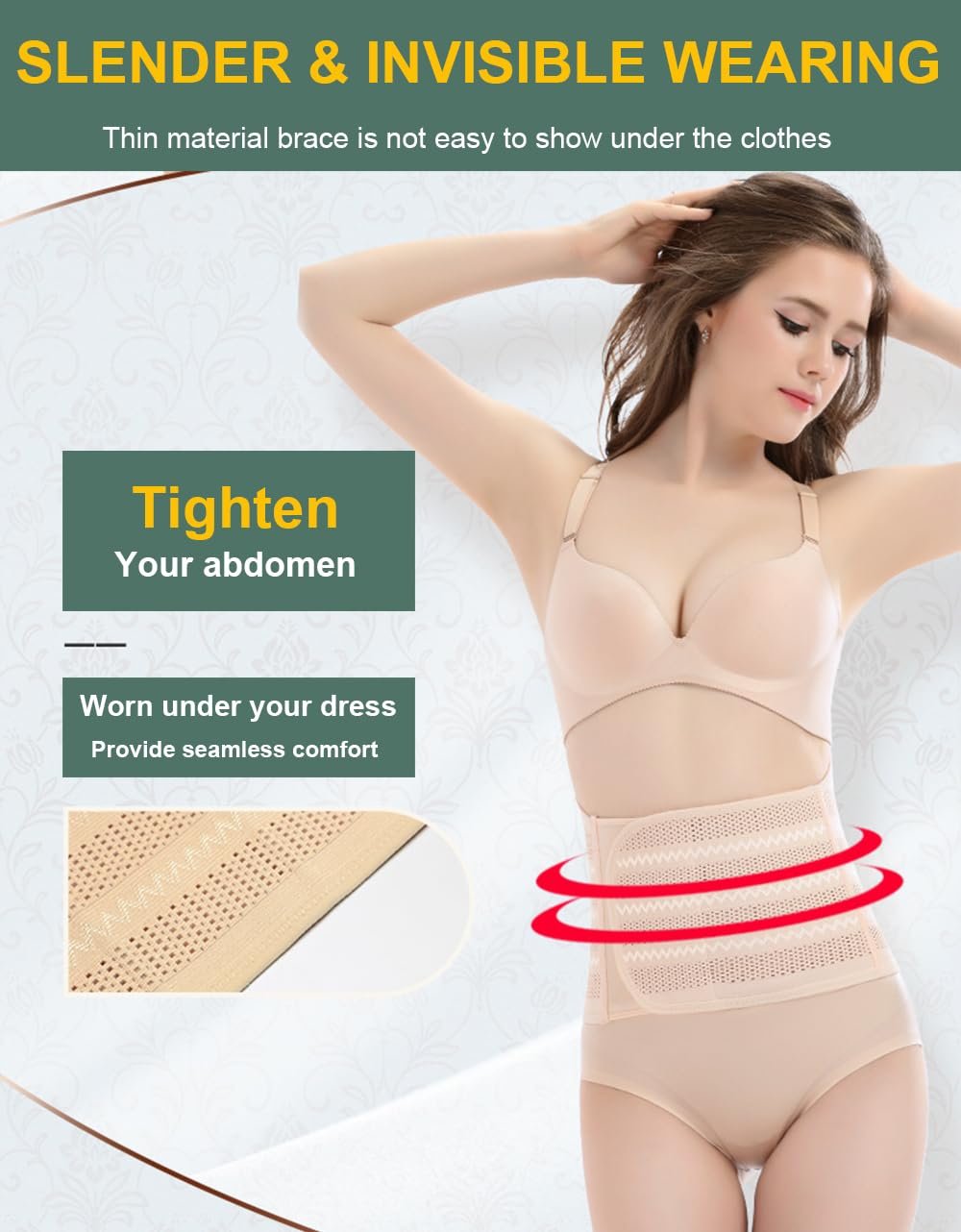 Belly Band Postpartum Belly Wrap, Breathable Abdominal Binder Post Surgery, Adjustable Waist Trainer for Women Lower Belly Fat, C Section Abdominal Binder Hernia Belt Back Support Belt for Women (X-Large)