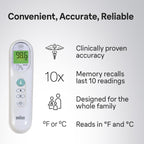 Braun No Touch 3-in-1 Thermometer for Adults, Kids, Babies | Measure Forehead, Liquid, Food Temps, Adult & Baby Thermometer, Professional Accuracy, Color Coded Fever Guidance