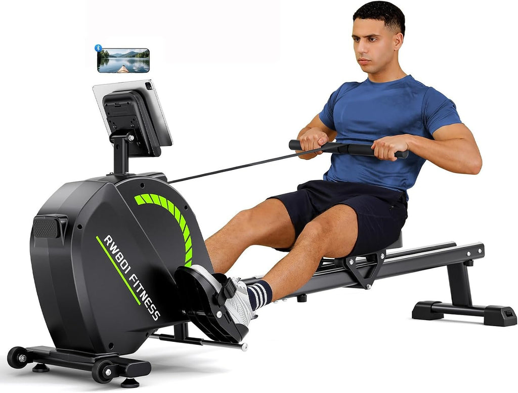 Dripex Rowing Machines for Home, Upgraded Rowing Machine Max 350 LBS, Magnetic Rower with 16 Levels of Workout Resistance, Dual Slide Rail, App Supported, LCD Monitor, Row Machine for Gym Exercise