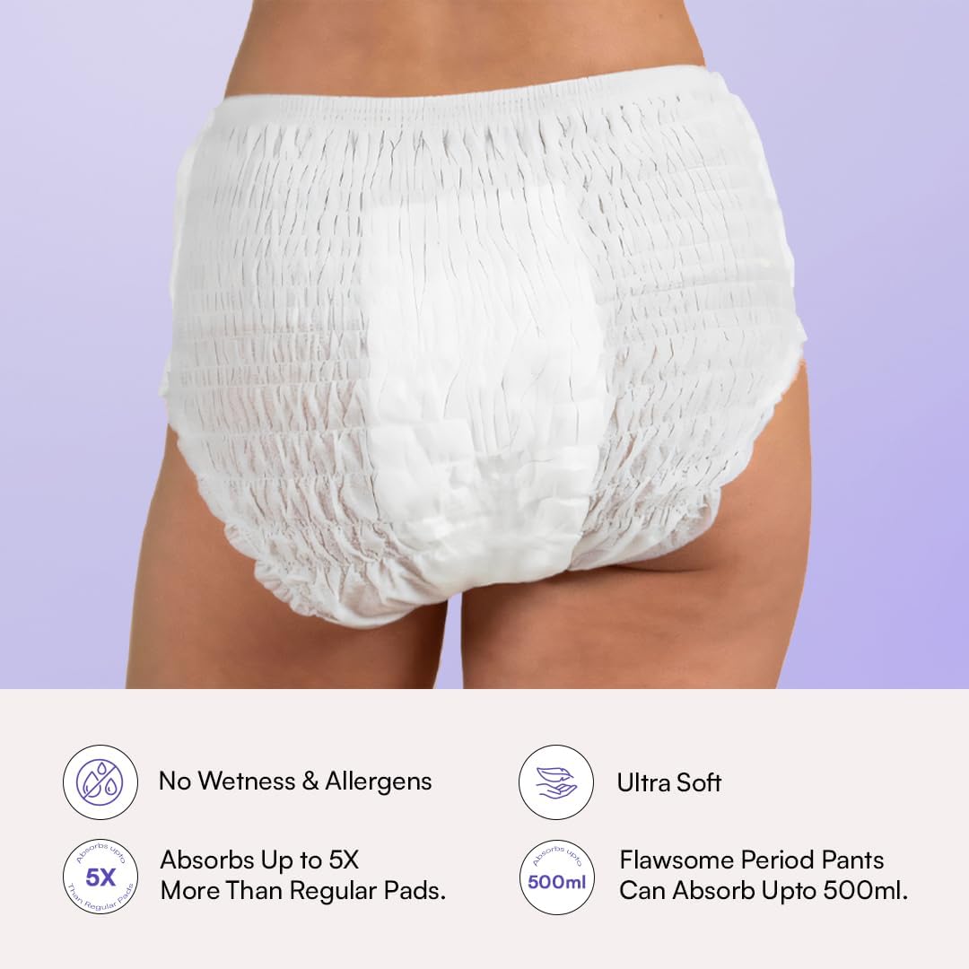 Flawsome Maternity Sanitary Pads for Postpartum Women | XL Size, Pack of 4 | 360° Leak-Proof, Highly Absorbent | Rash-Free, Soft & Breathable | Overnight Protection