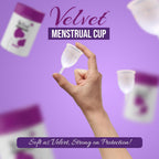 Velvet Reusable Menstrual Cup for Women - Large Size with Pouch|Ultra Soft, Odour and Rash Free|100% Medical Grade Silicone |No Leakage | Protection for Up to 8-10 Hours | Large
