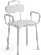 Loyoda Shower Chair for Inside Shower with Back & Arms, Ideal for Seniors | Height Adjustable Shower seat for Disabled, 350 lb Capacity, Non-Slip, Rust-Resistant Aluminum Frame