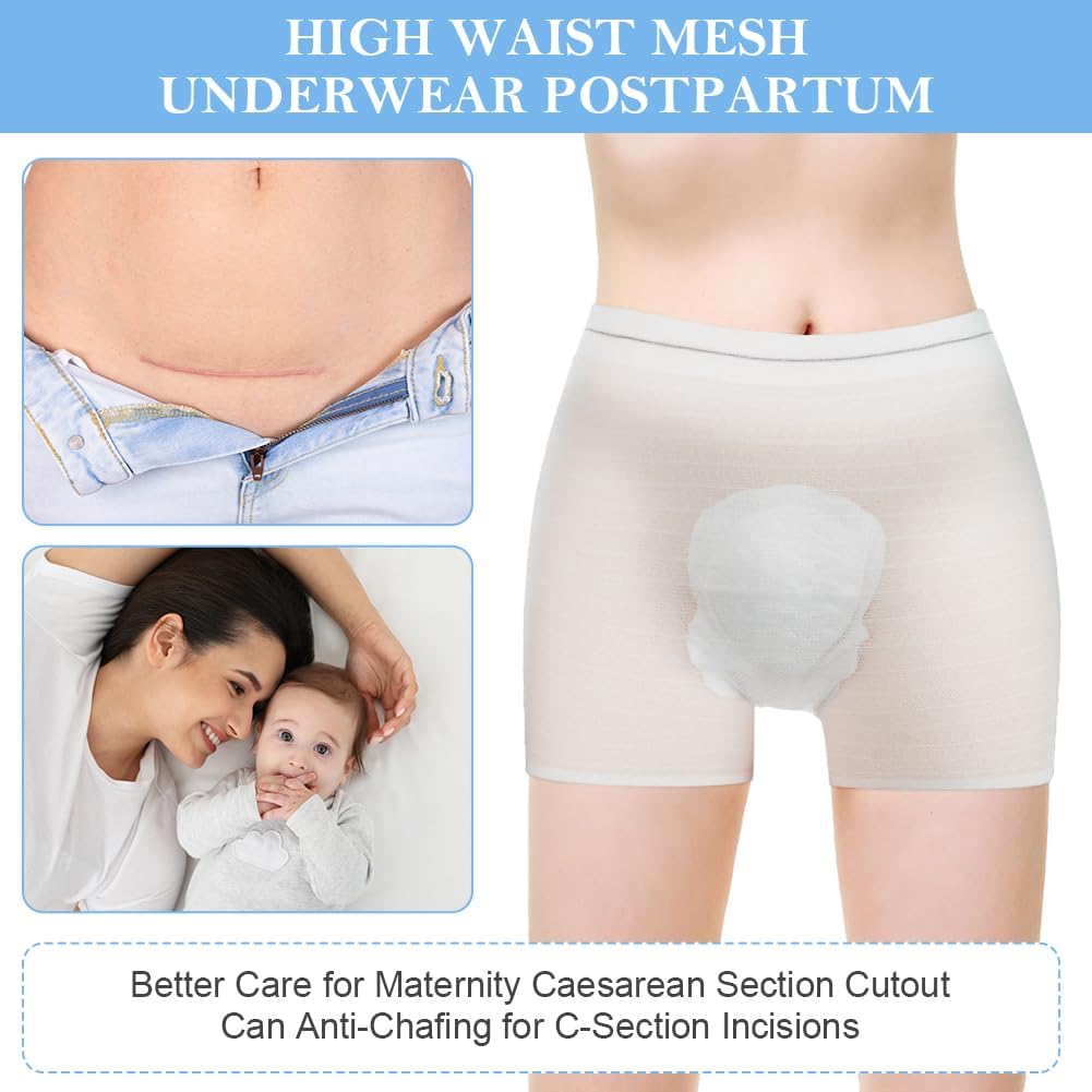 ACWOO Disposable Postpartum Panties – Set of 10 Mesh Panties for Maternity and Recovery, Underwear with Elastic Fabric