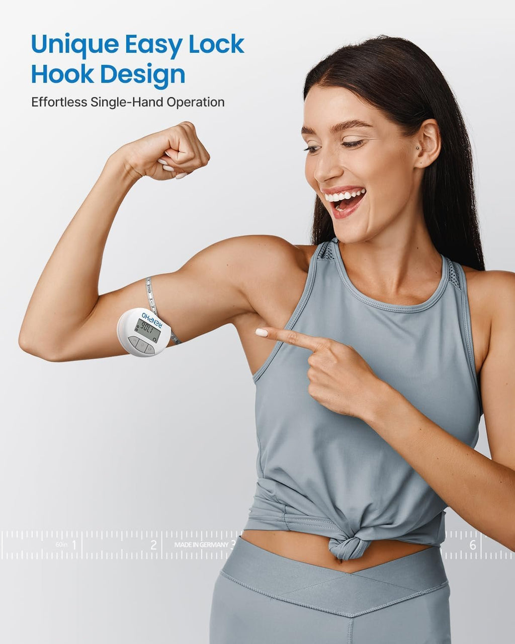 RENPHO Smart Body Measuring Tape, Bluetooth App, 60in, for Weight Loss | For Weight Loss & Fitness, Tracks Waist, Hip, Bust, Arms, Retractable, Multi-Metric Tracking, Gym Accessories, Workout Gifts