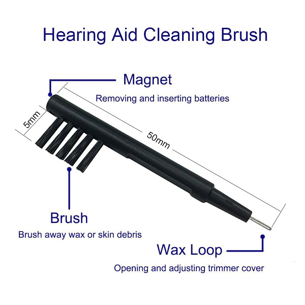 Hearing Aid Cleaning Brushes with Magnet and Wax Loop for BTE, ITC or ITE (3)