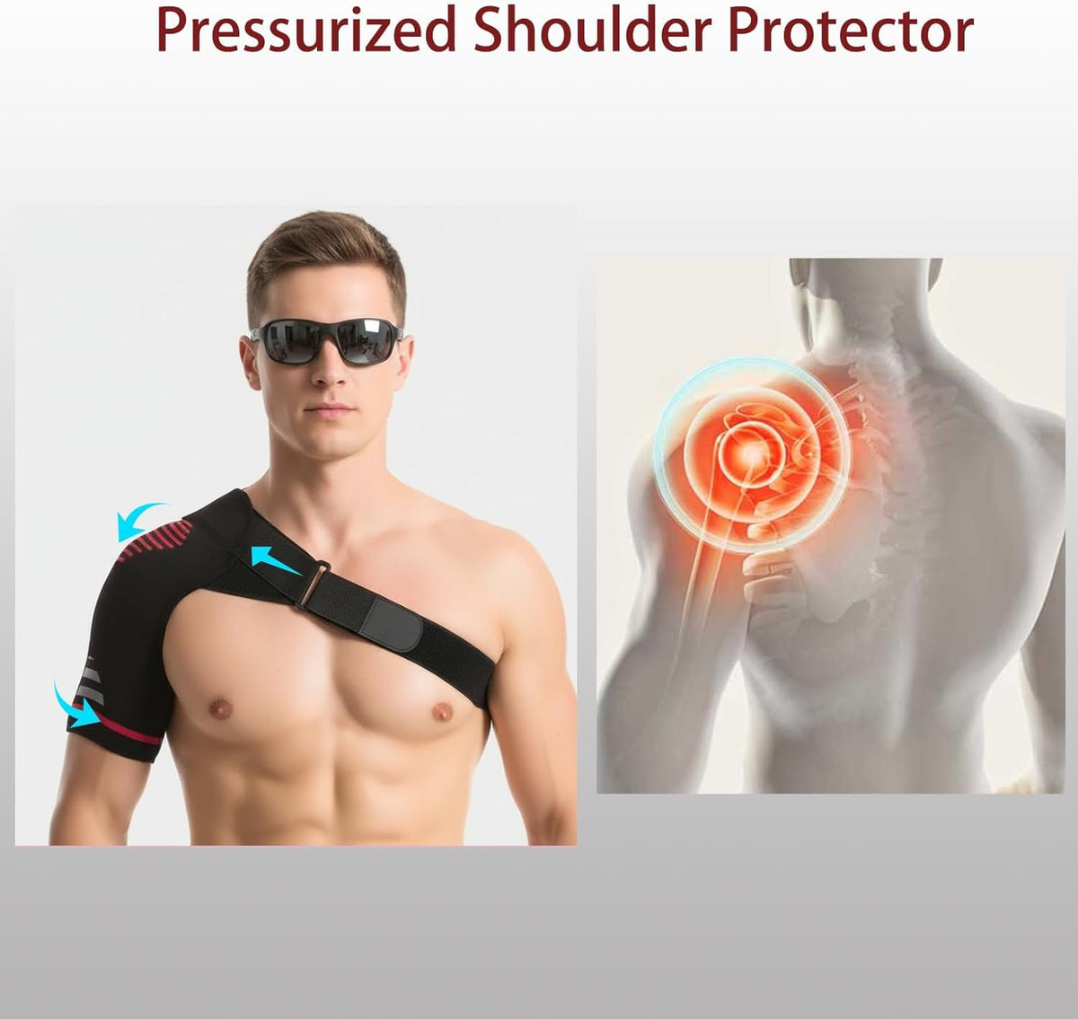 Shoulder Brace, Shoulder Support for Sports Training and Injury Recovery, Red Medium Size Shoulder Brace for Daily Pain Management and Physical Therapy