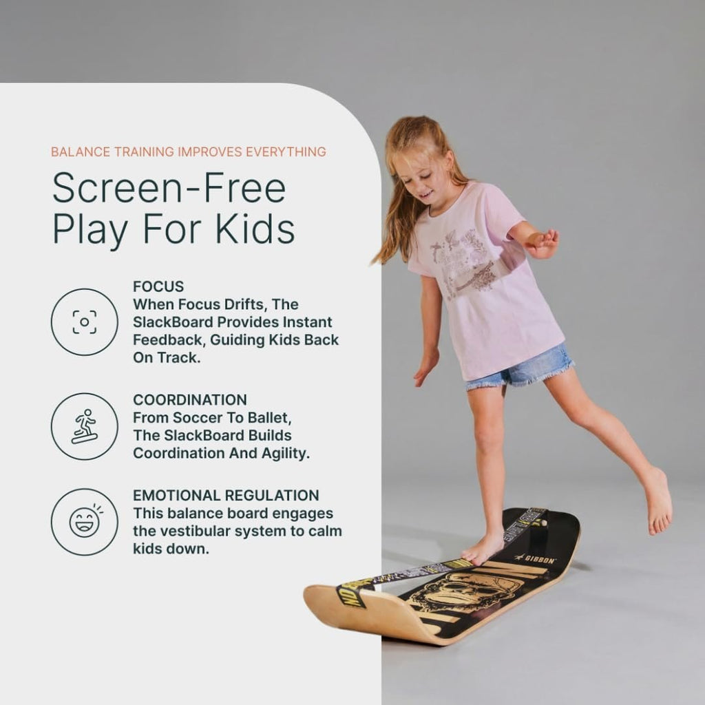 GIBBON SlackBoard, Balance Board Kids & Adults, Slackline Balance Trainer | 1 & 2 Line Options, Slack Board, Core Workout Equipment, Home Gym Training, Standing Desk Exercise, Yoga, Agility, Pilates