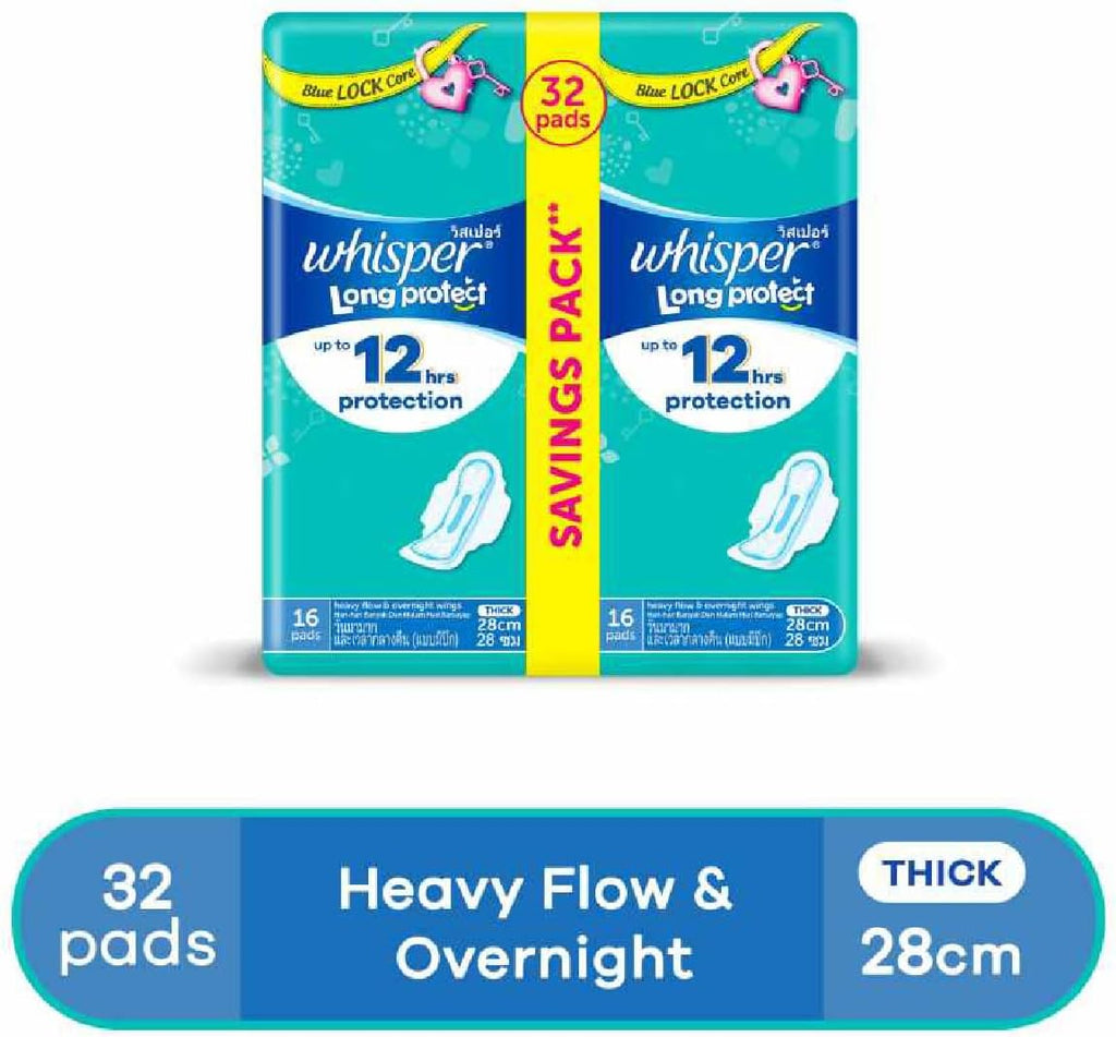 Whisper Wings Heavy Flow Pads 32pk Super Value Pack