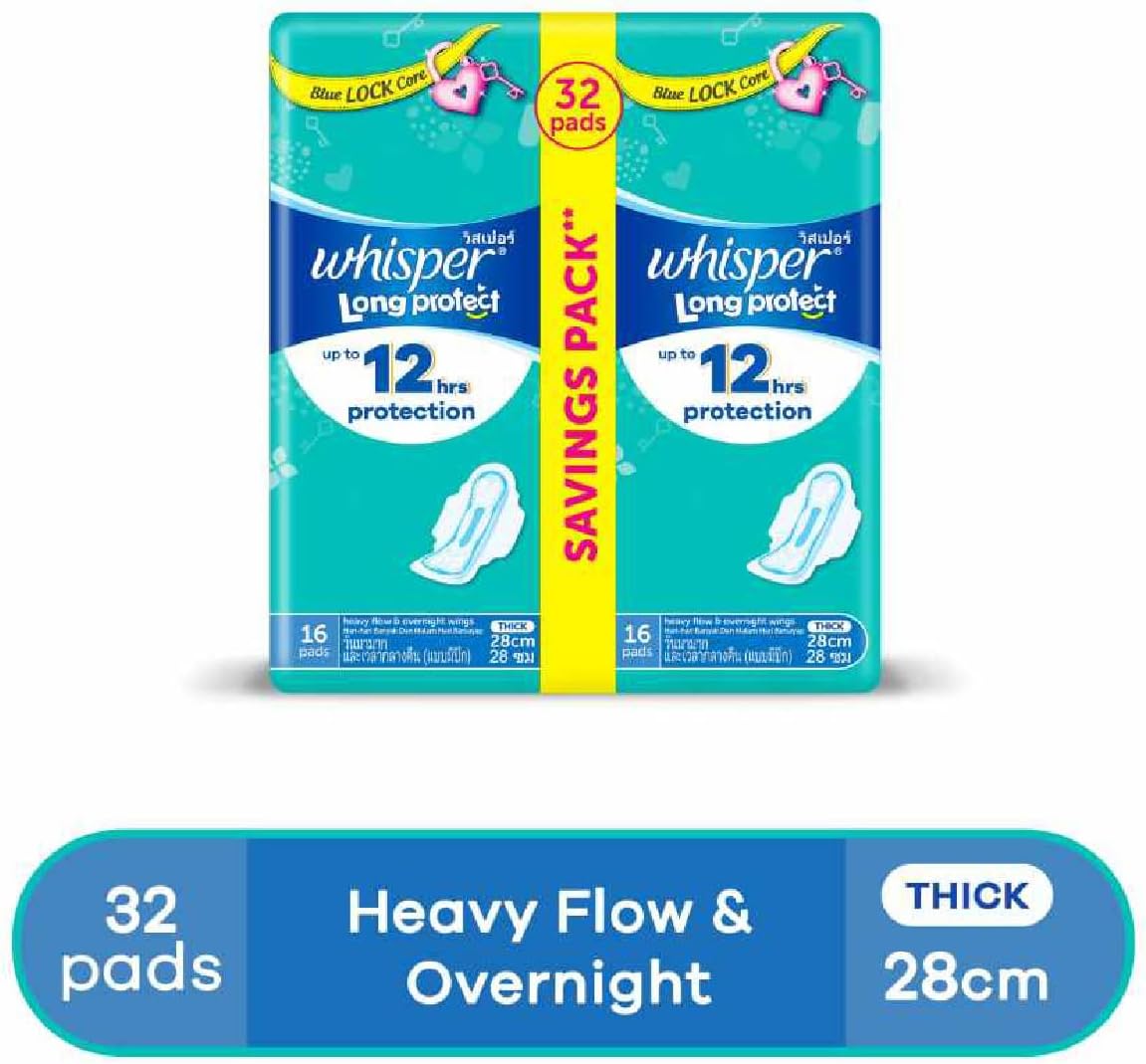 Whisper Wings Heavy Flow Pads 32pk Super Value Pack