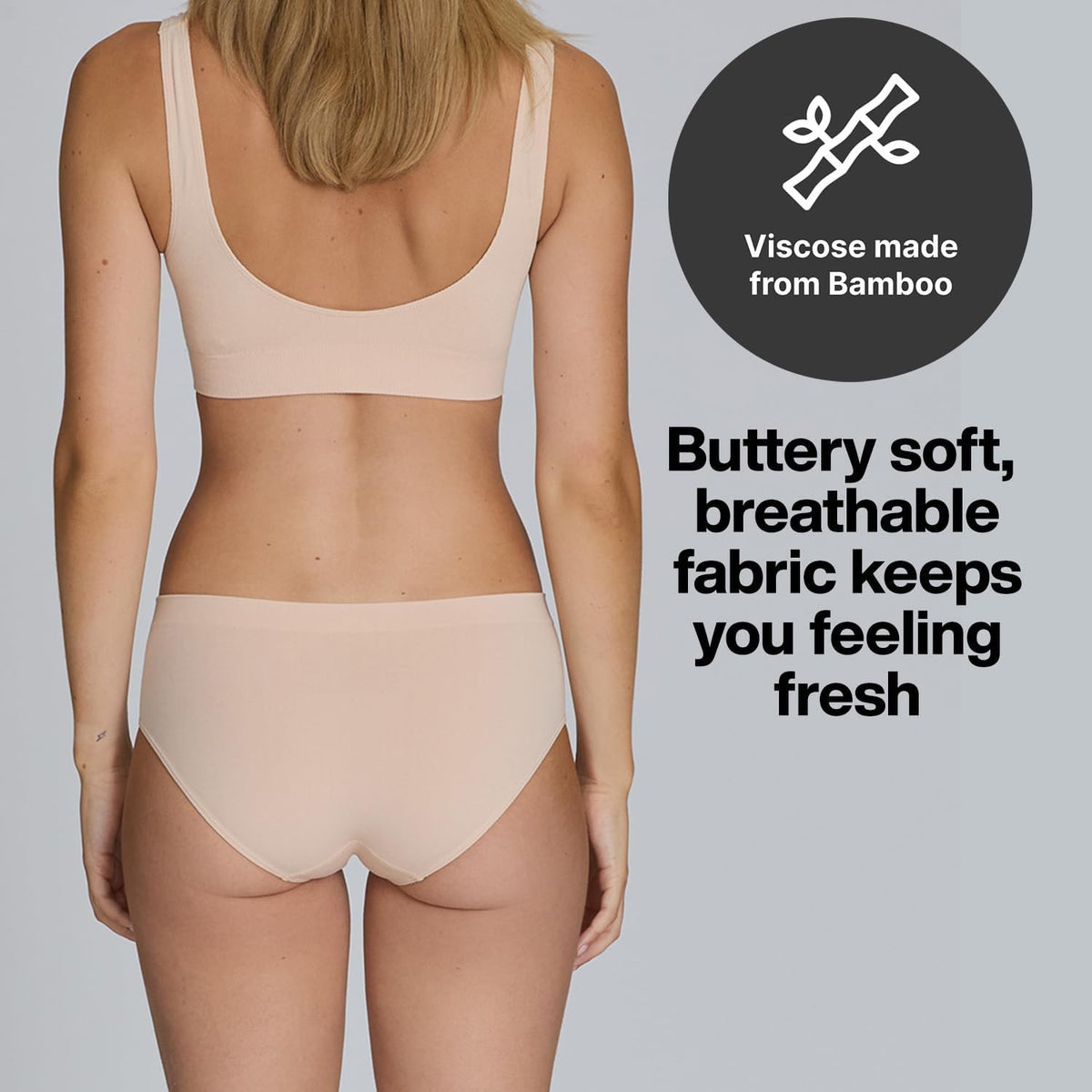 STEP ONE Smoothfit Bra. 3 Pack. Ultra-Soft Women's Everyday Bra, Lifts & Supports and Feels Invisible on, Breathable Bamboo Moisture Wicking with Removable Cups