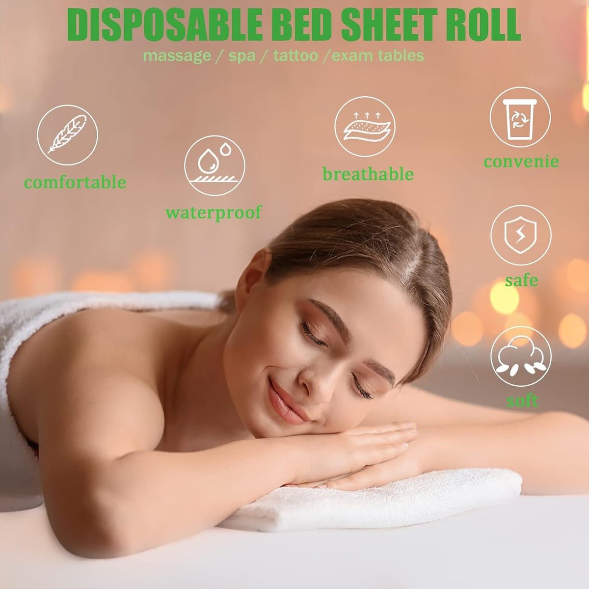 1 Roll Disposable Non-Woven Bed Sheet, 50 Pcs Massage Table Sheets