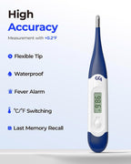 femometer Oral Thermometer for Adults and Kids, Flexible Tip