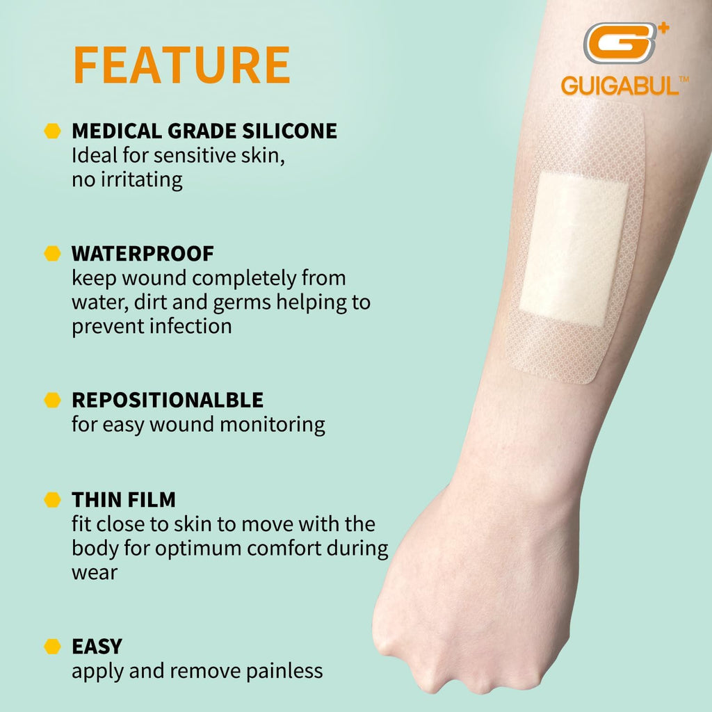 Waterproof Silicone Bandages for Sensitive Skin Variety Pack | 48 Counts Painless Removal Hypoallergenic Latex Free 0.75"x3" (36 Counts) and 1.63"x4" (12 Counts)