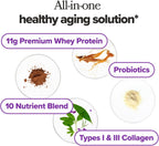 MENO Healthy Aging Collagen & Protein Powder – Support Joint & Bone Health, Lean Muscle Mass, Cognition, Skin & Hair Health – Whey Protein & Collagen – Chocolate Brownie Flavor - 15 Servings