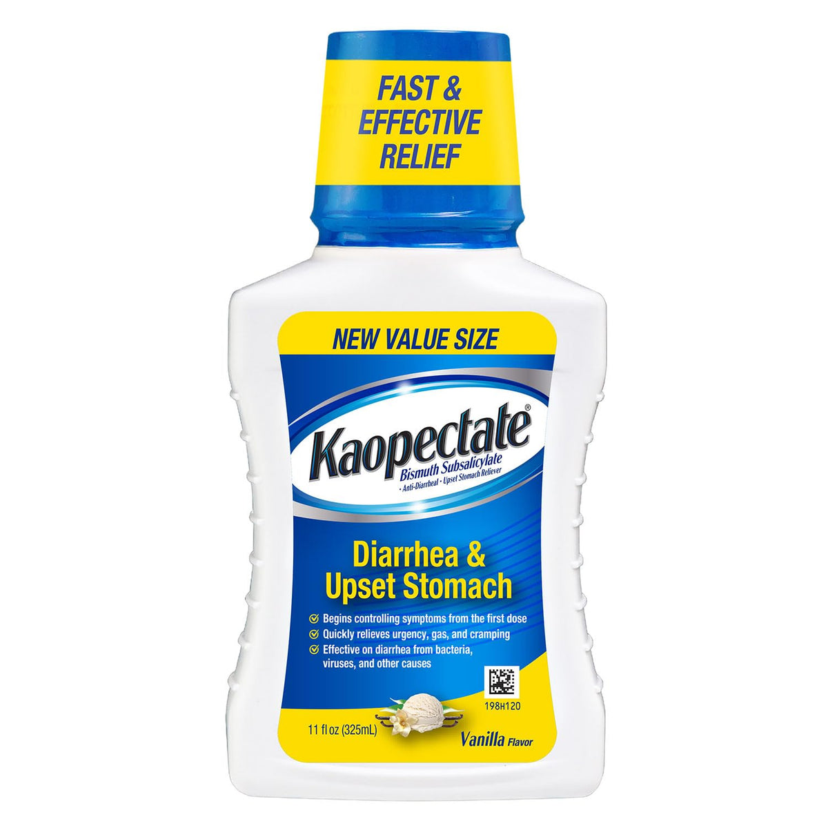 Kaopectate Multi-Symptom Diarrhea Medication for Adults, 11oz, Vanilla | Upset Stomach Relief, Bismuth Subsalicylate Anti Diarrhea Medicine