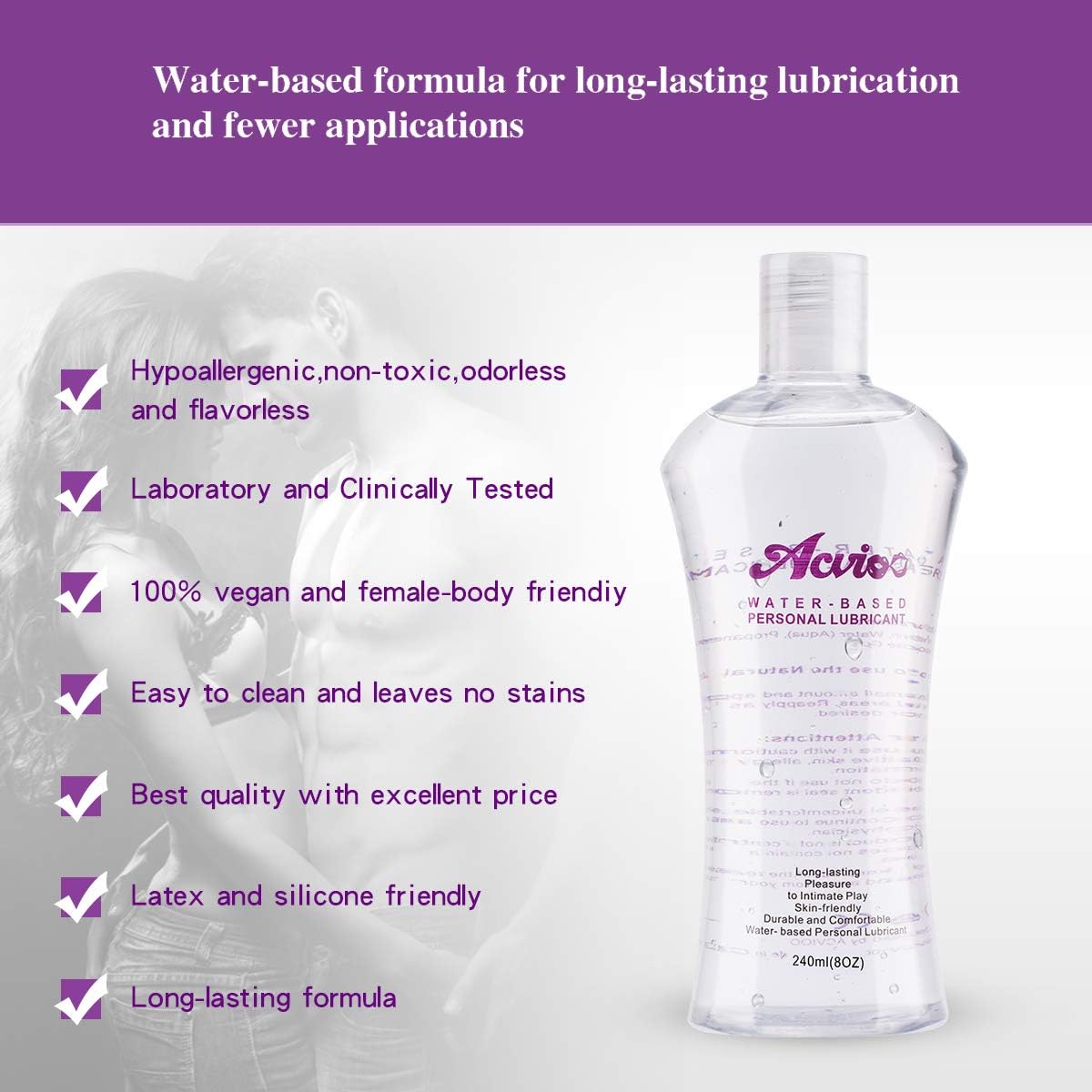 Acvioo Water Based Lubricant Gel Sex Lubricants (240ml)
