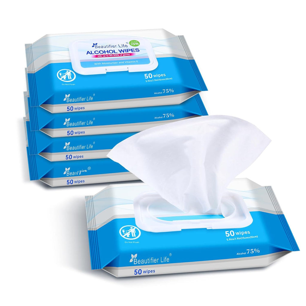 Beautifier Life Wet Wipes - Hand Sanitizer Wipes with Aloe and Vitamin E for Men, Women, & Kids - Eliminates 99.99% of Microbes (4 Pack x 50 Wipes)