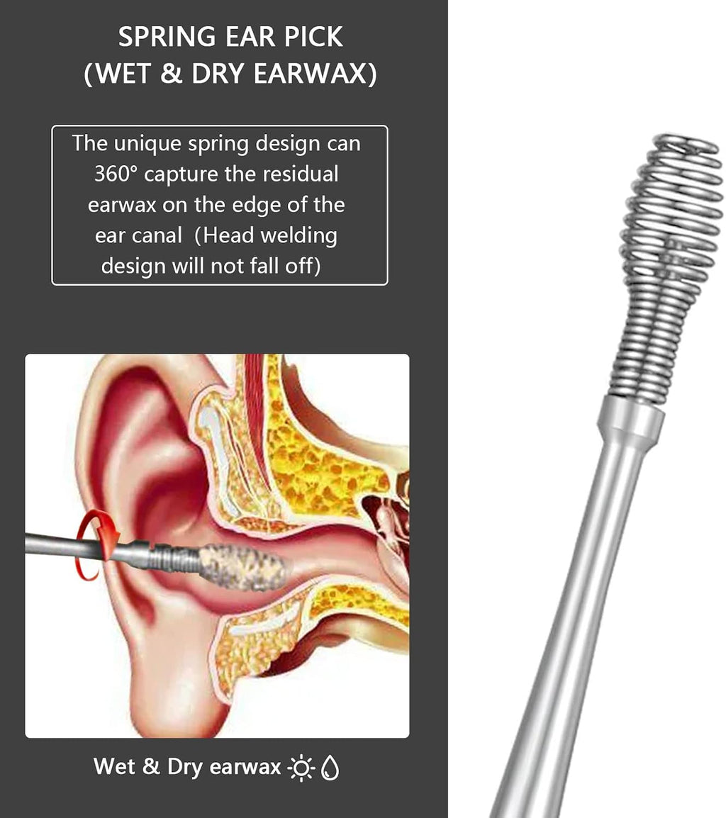 8 Pcs Ear Wax Removal Kit,Professional Double-Headed Ear Pick Earwax Removal Tools,316L Stainless Steel Ear Cleaner Curette with Cleaning Brush and Storage Box,Suit for Kid Adult(Silver)
