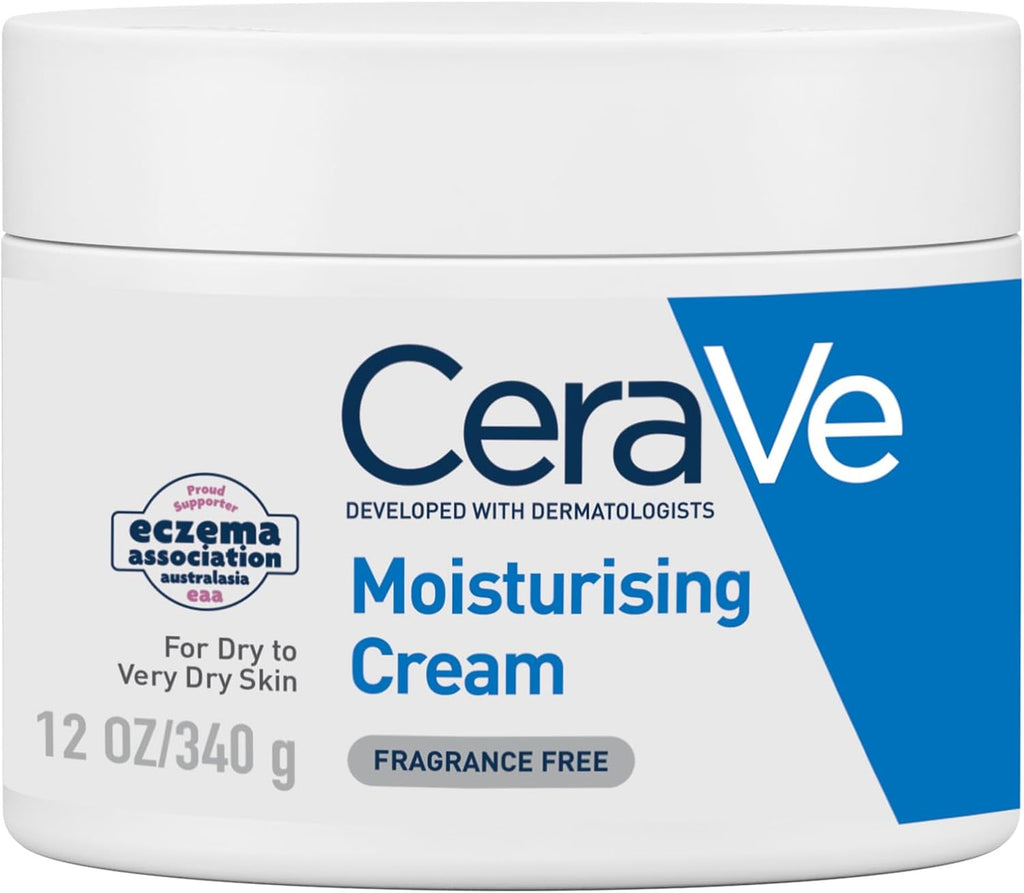 CeraVe Moisturising Cream 340g, Dry to Very Dry Skin Face & Body Moisturiser to Help Restore the Protective Skin Barrier, Hyaluronic Acid + 3 Essential Ceramides, Fragrance Free