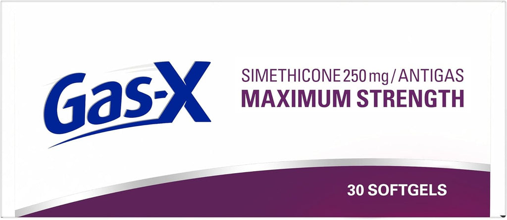 Gas-X Maximum Strength Softgels, Gas Relief, 30 Count | Simethicone 250mg Maximum Strength Chewable Tablets, Fast Gas and Bloating Relief, GLP-1 Support