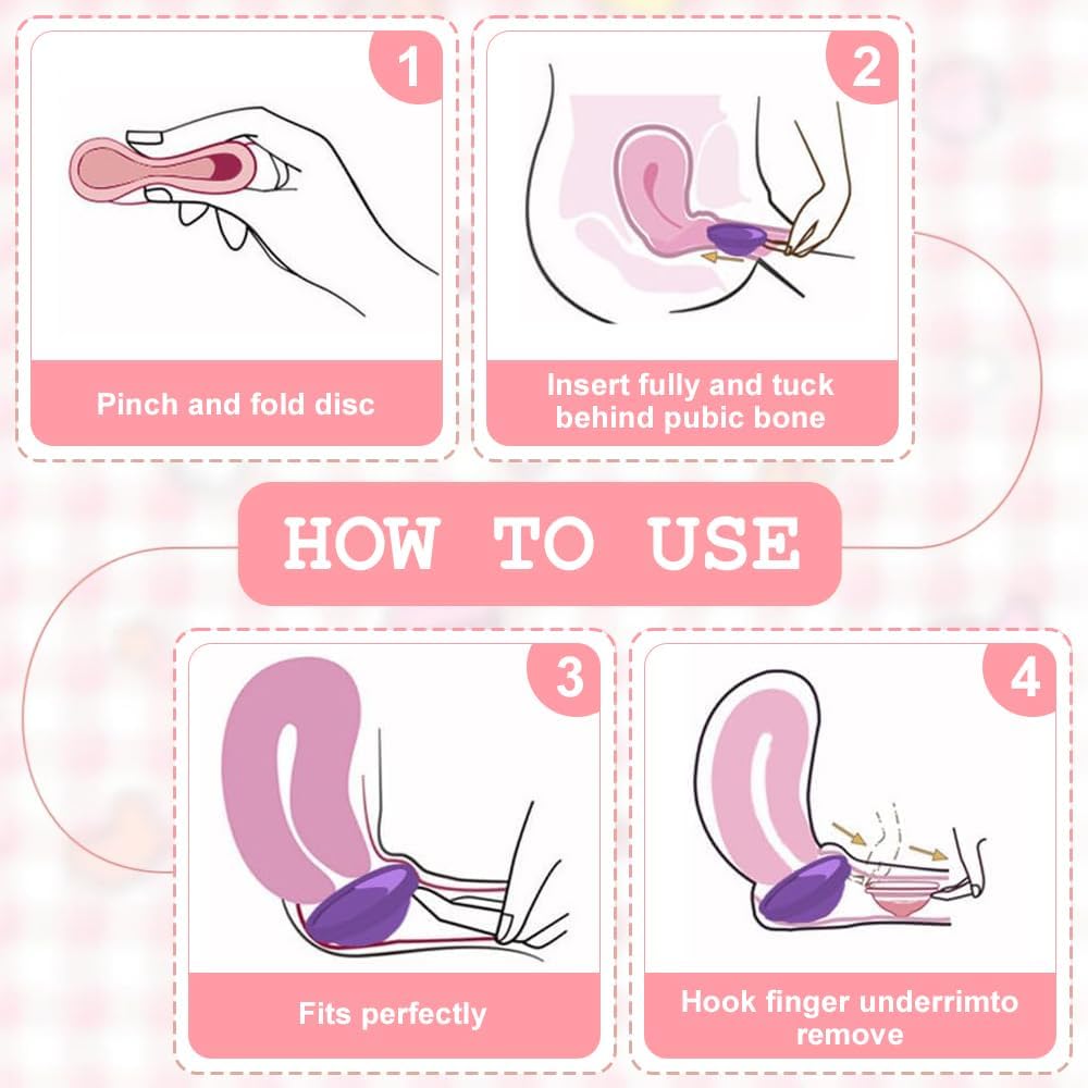 2 Pieces Menstrual Disc, Reusable Menstrual Cup, Mens-trual Silicone Cup for Sports and Swimming (S+L)