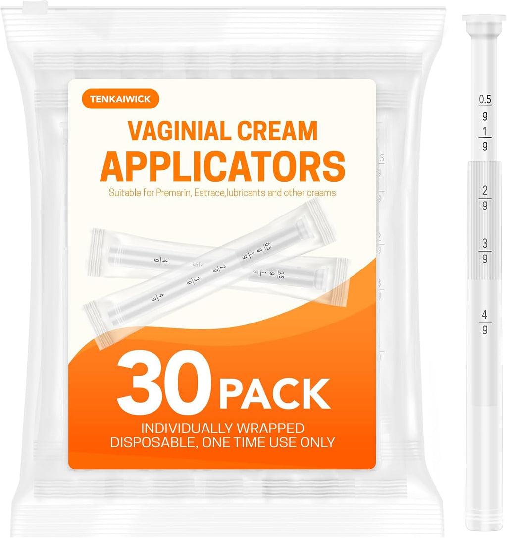 30 Pack Disposable Vaginal Suppository Applicator for Women, Fits Most Lubricants Creams Gels Pills Tablet Suppositories, Threaded End, Soft & Small Tip, with Dosage Markings, Individually Wrapped