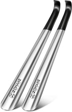 ZOMAKE Shoe Horn Long Handle for Seniors Men Women, Metal Shoehorn 16.5" | Stainless Steel Boot Horn Shoe Spoon Helper, Comfort Grip Handle, Smooth Edges, No Bending Required, Shoe Care for Daily Use