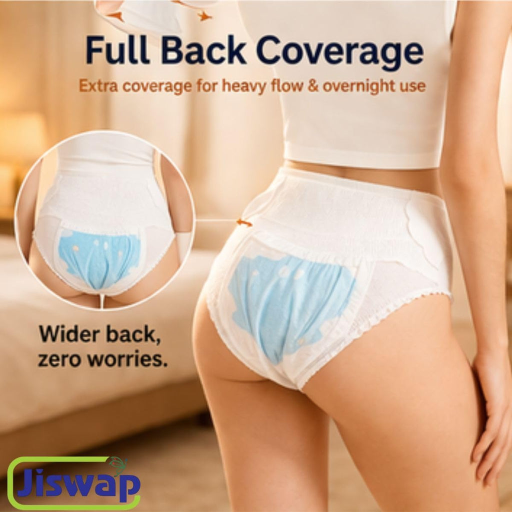 Disposable Period Panties for Women | Velcro Adjustable Leakproof Panty Pads | 360° Protection | Ultra Absorbent Sanitary Underwear for Heavy Flow, Overnight & Postpartum Use (pack of 10)