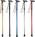 Folding Lightweight Walking Stick - Adjustable Aluminum Metal Collapsible Travel Cane with Non-Slip Rubber Base