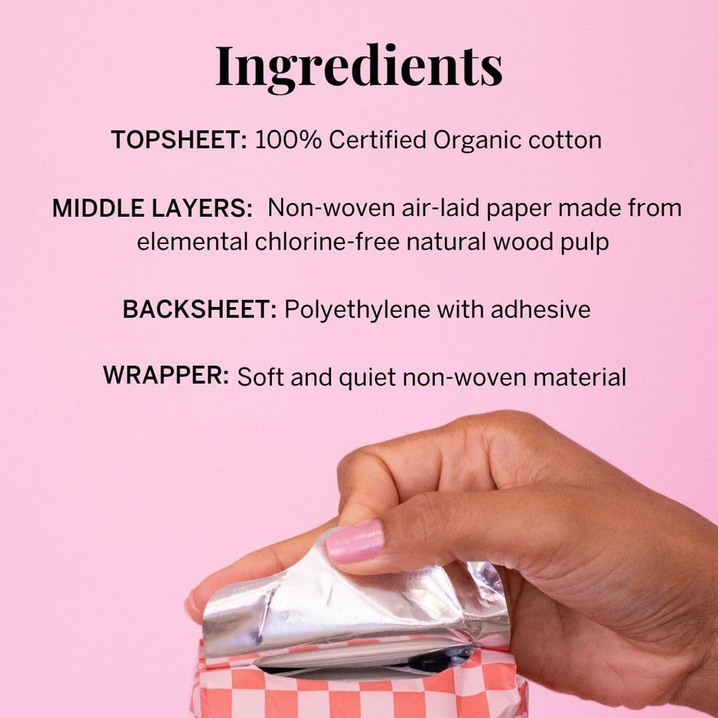 Pixie Organic Cotton Ultra Thin Postpartum Pads for Women - Extra Heavy Absorbency with Wings - Leak-Proof, Hypoallergenic & Unscented for Feminine Care - Compostable, Biodegradable - 12 Count