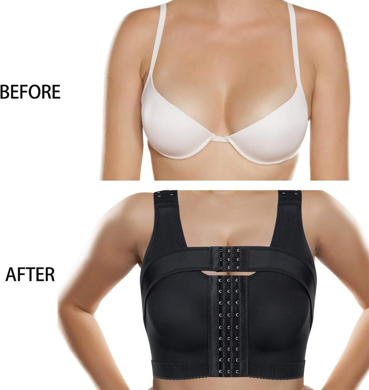 KUMAYES Postoperative Sports Bra, Front Closure Sports Bra for Post Operative with Back Support Running Seamless Yoga Fitness