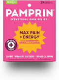 Pamprin Maximum Strength Max Pain and Energy Formula, Menstrual Period Symptoms Relief for Cramps, Bloating and Fatigue, 24 Caplets