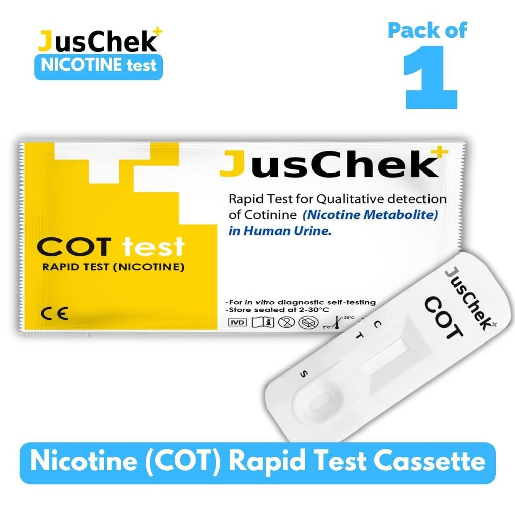 JusChek Cotinine Rapid Test Kit, 5-Minute Nicotine Metabolite Detection in Urine, Self-Testing